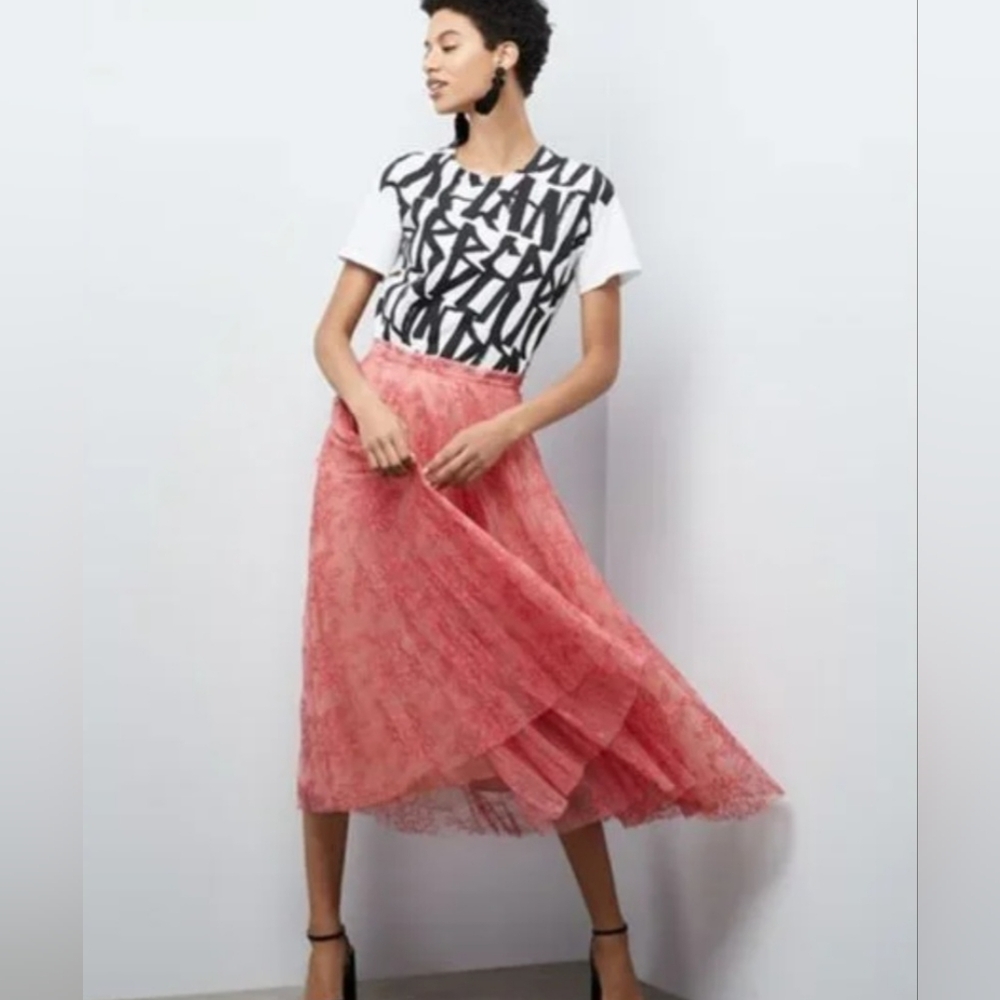 Burberry Wilton Lace Pleated Midi Skirt